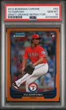 YU DARVISH 2012 BOWMAN CHROME DRAFT #50 RC ROOKIE ORANGE REFRACTOR /25 PSA 10📈