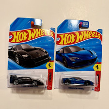 Hot Wheels Ferrari F40 Competizione & SF90 Stradale Diecast Cars Black/Blue