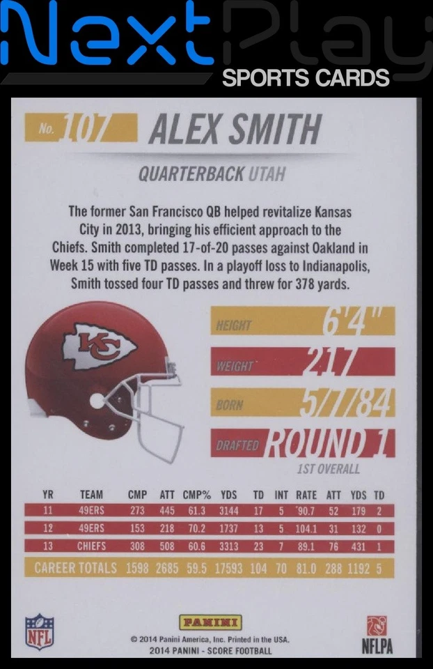 2014 Score #107 – Alex Smith | - Image 2 of 2