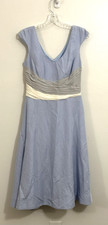 J. Peterman Midi  Cottagecore Dress Size 4 XS Silk Linen Blue Coquette Preppy