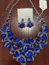 Jewelry Set Women Bridal Crystal Rhinestone Necklace Earrings Wedding Party Gift