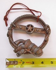 Cowboy Texas Rope Wreath with Six Shooter Christmas Ornament on String - New