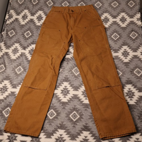 Carhartt B136-BRN Brown Double Front Work Pants Loose Fit (31")32x34 Double Knee