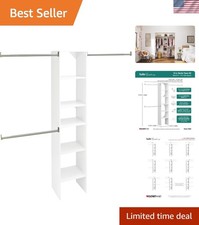 SuiteSymphony Wood Closet Organizer Starter Kit with Tower and 3 Hang Rods, S...