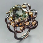Fine Art Jewelry Natural Green Amethyst Ring 925 Sterling Silver Size 8 /R448958