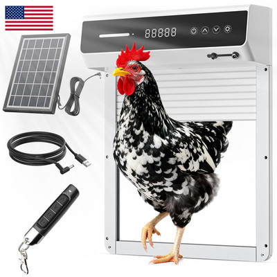 Mowei Automatic Chicken Coop Door Solar Battery Powered Weatherproof Aluminum