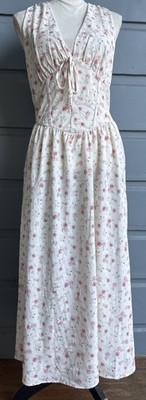Cider LA -Ivory & Pink Rosebud Maxi Dress- Cottagecore- Boho-Size L- NWT!