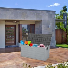 75gal 260L Outdoor Garden Plastic Storage Deck Box Chest Lockable Seat w/ Wheels