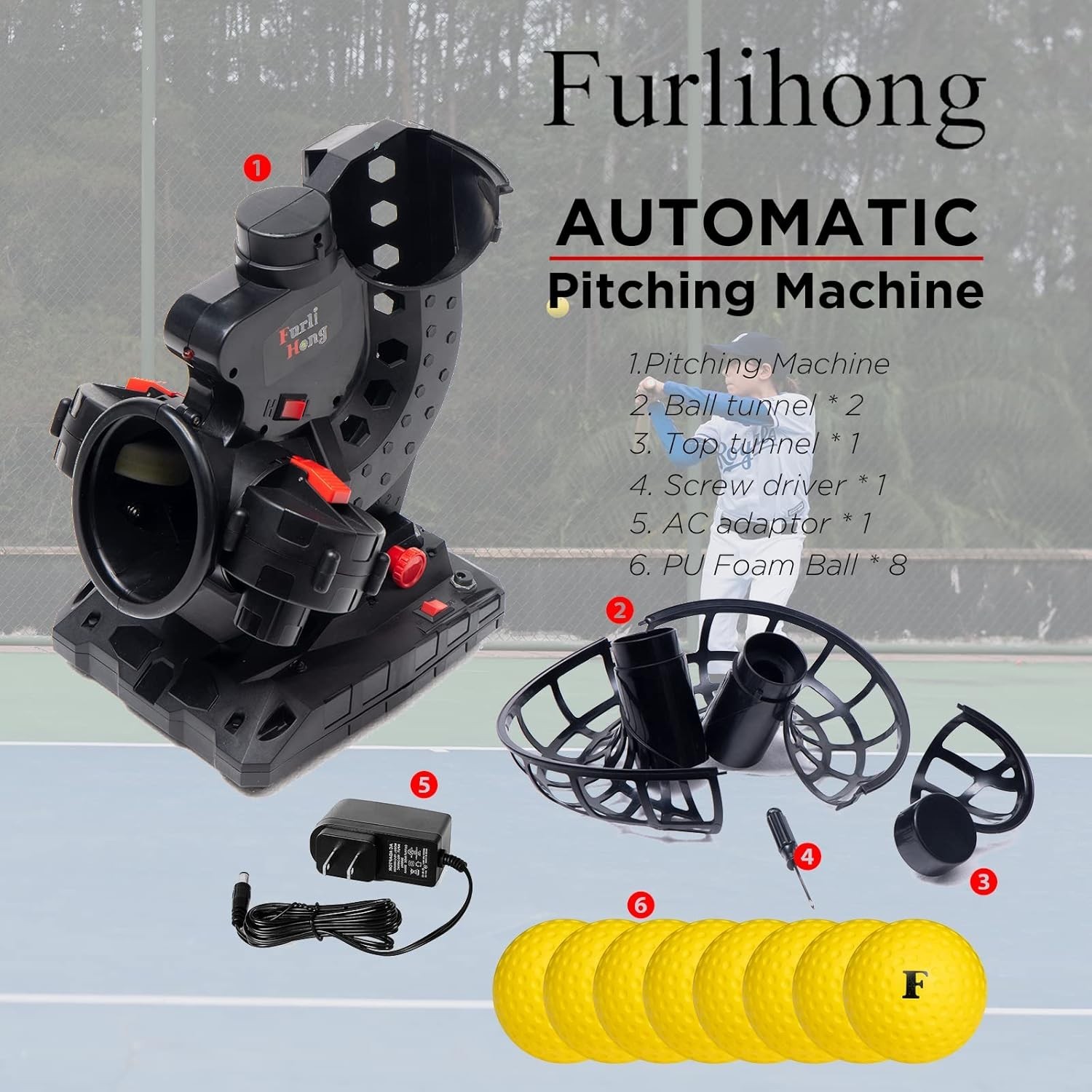 Upgraded Baseball Pitching Machine + 8 Balls