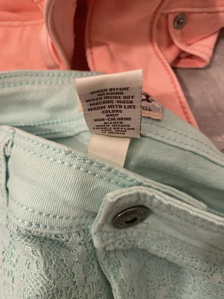 Lote de 2 shorts jeans femininos verão American Eagle verde lama e pêssego tamanho 5 - Imagem 3 de 4