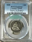 1838 Liberty Seated Silver Quarter PCGS Genuine Cleaned- F Detail No Drapery
