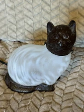 Rare Vintage Metal Glass Cat Table Accent Lamp Adjustable Head Works