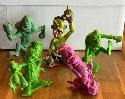 Marx Nutty Mads - Lot of 5 1960s Plastic Monster Figures - Hot Rods and Sports