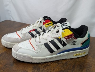 Adidas Mens Forum Exhibit Low White Multi-color Sneakers Shoes GW9629 Size 11