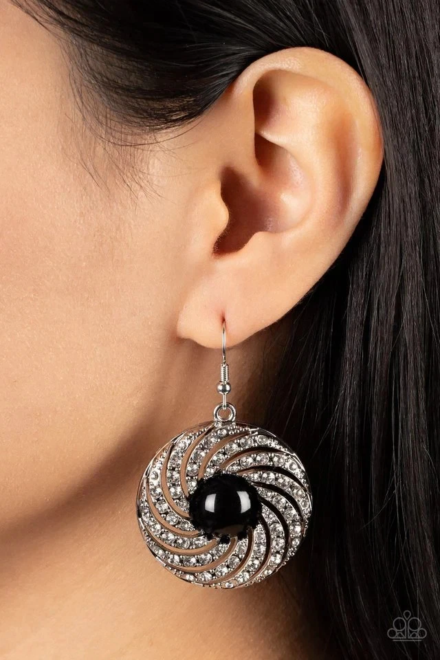 NEW Paparazzi Vintage Vortex Black Earrings Retro Swirl Dangle Lightweight Jewel - Image 3 of 4