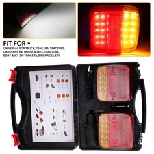 2PCS For Caravans LED Magnetic Wireless Trailer Tail Lights Red + Yellow + White