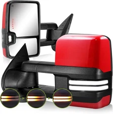 Pair Painted Red Towing Mirrors For 2007-2014 Silverado GMC Sierra 2500HD 3500HD