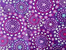 Dainty flowers and white hearts fabric in purple - 44" wide 100 Cotton - 1 yd