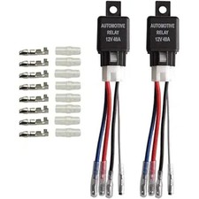 2pcs Car Relay Harness 12V 40A 4 Pin SPST Harness Sockets with Color-Labeled Wir