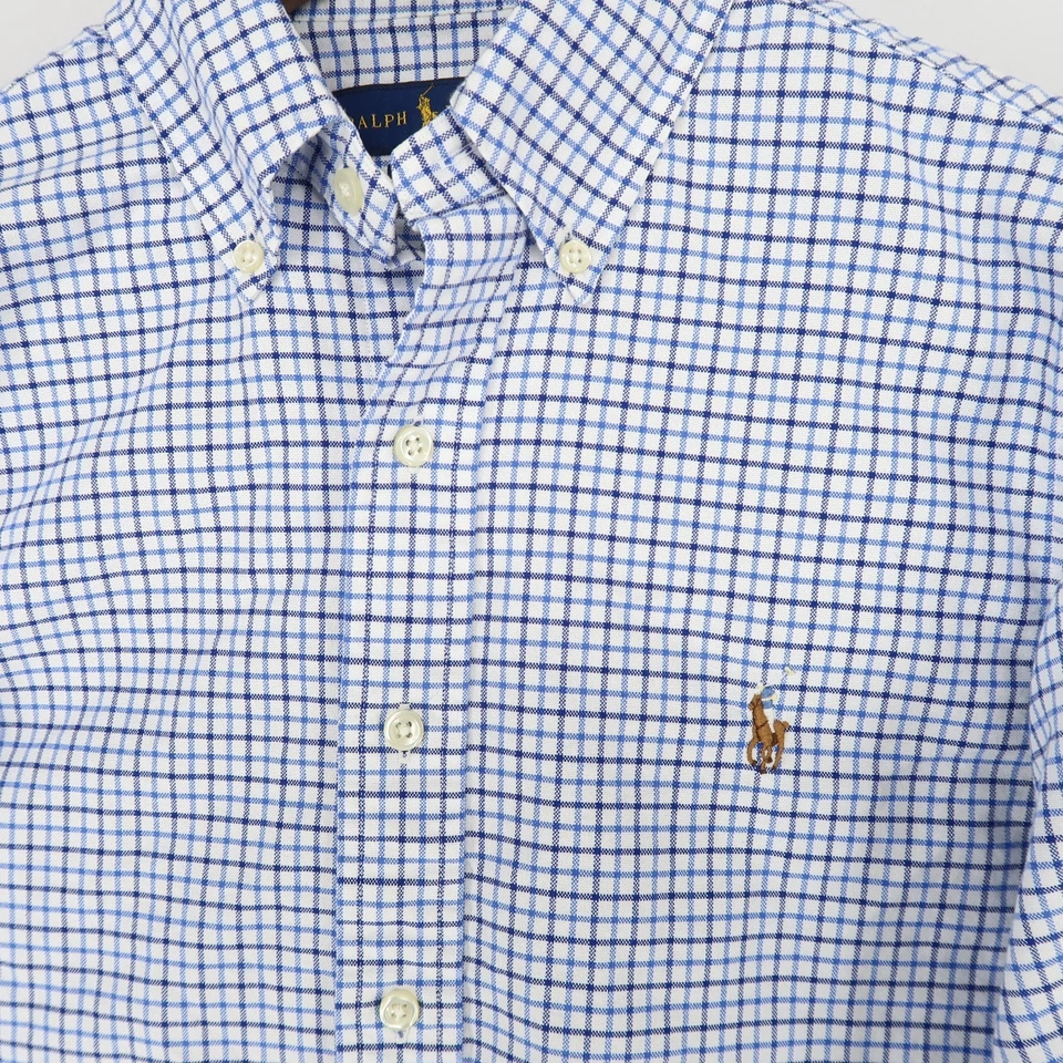 Camisa Oxford Ralph Lauren Calce Clásico Para Hombre S Azul Blanco Cuadros Abotonada Foto 3 de 4