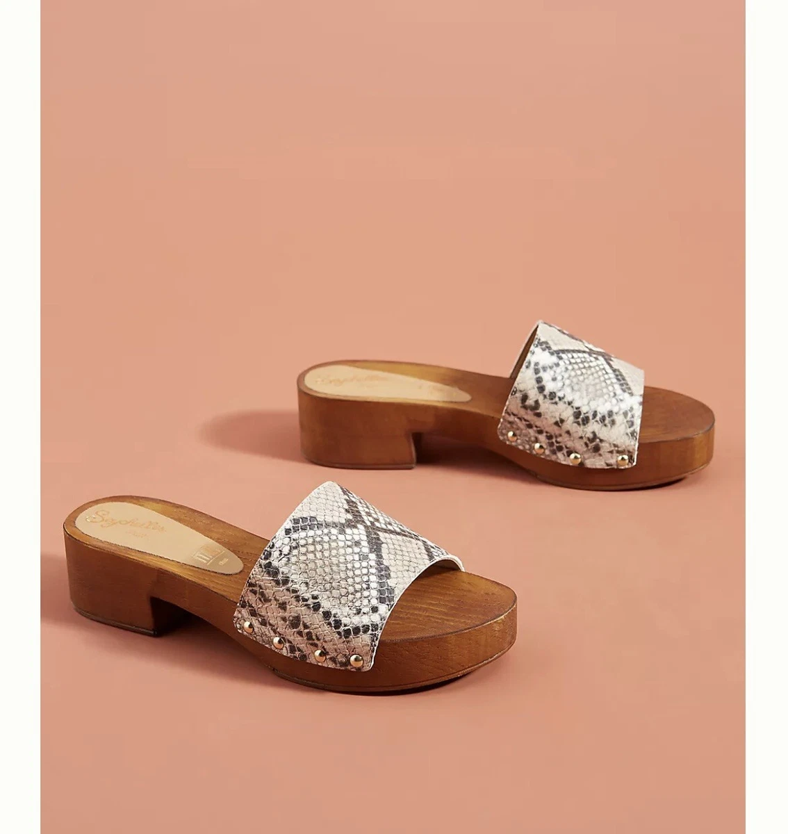 Anthropologie Seychelles Good Spirits Heeled Clog Python Leather