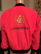 Vintage Courvoisier Cognac Windbreaker Jacket Hot Pink Orange USA Made Large