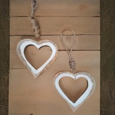Christmas Tree Hanging Heart Shaped Wood Ornaments Decorations Party Decor-2 Pcs