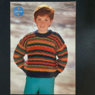 Sirdar C4576 Grobstrickjacke Vintage Strickmuster Kinder Junge 22-30''