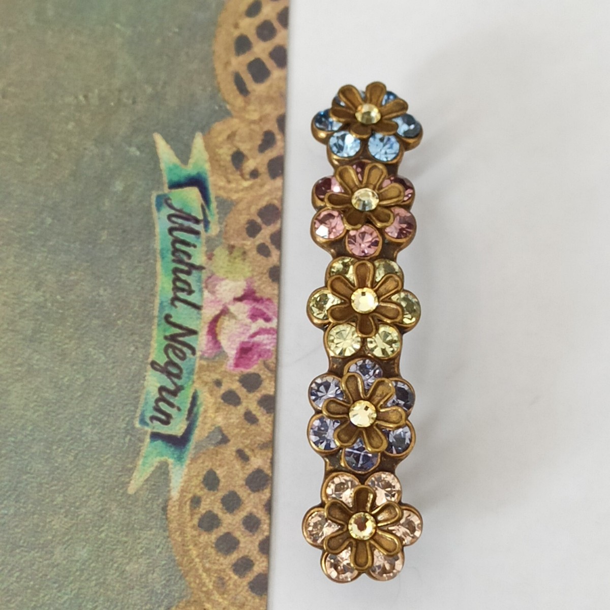 Michal negrin hair accessories Michal Negrin Hair Clip Colorful Large Floral Blue Green  main image 3