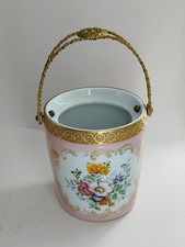 Porta ghiaccio porcellana Limoges vintage. Manico e bordura superiore in ottone