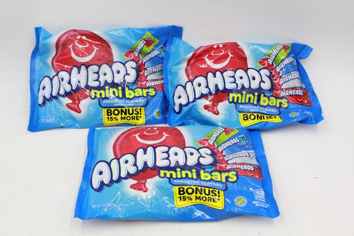 3 Bags 14 oz Airheads Candy Mini Bars Assorted Flavors