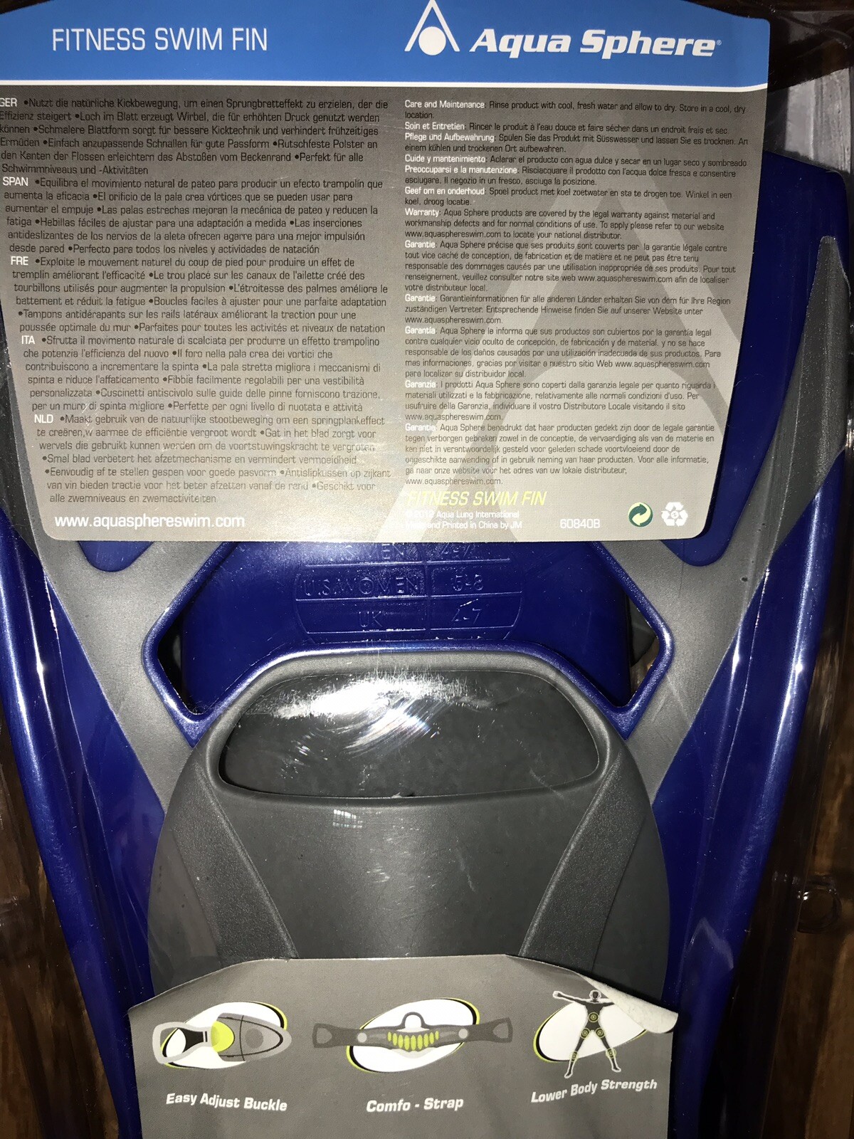 Aqua Sphere Zip VX Fitness Swim Fins, Blue/Grey, Small (47) eBay