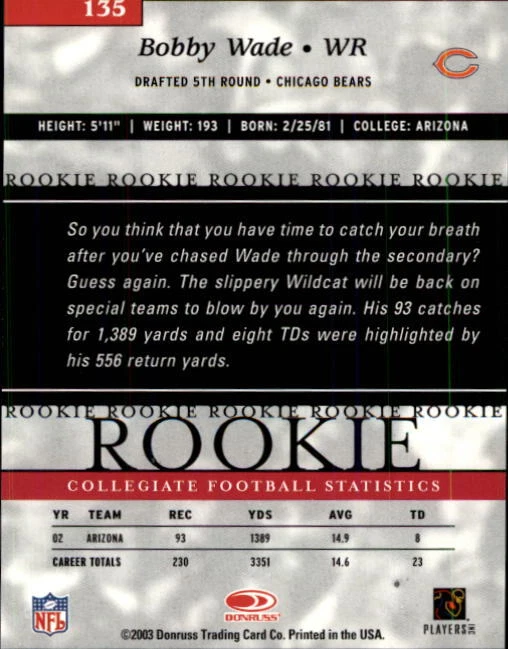 2003 Donruss Elite #135 Bobby Wade RC /500 - NM-MT - Image 2 of 2