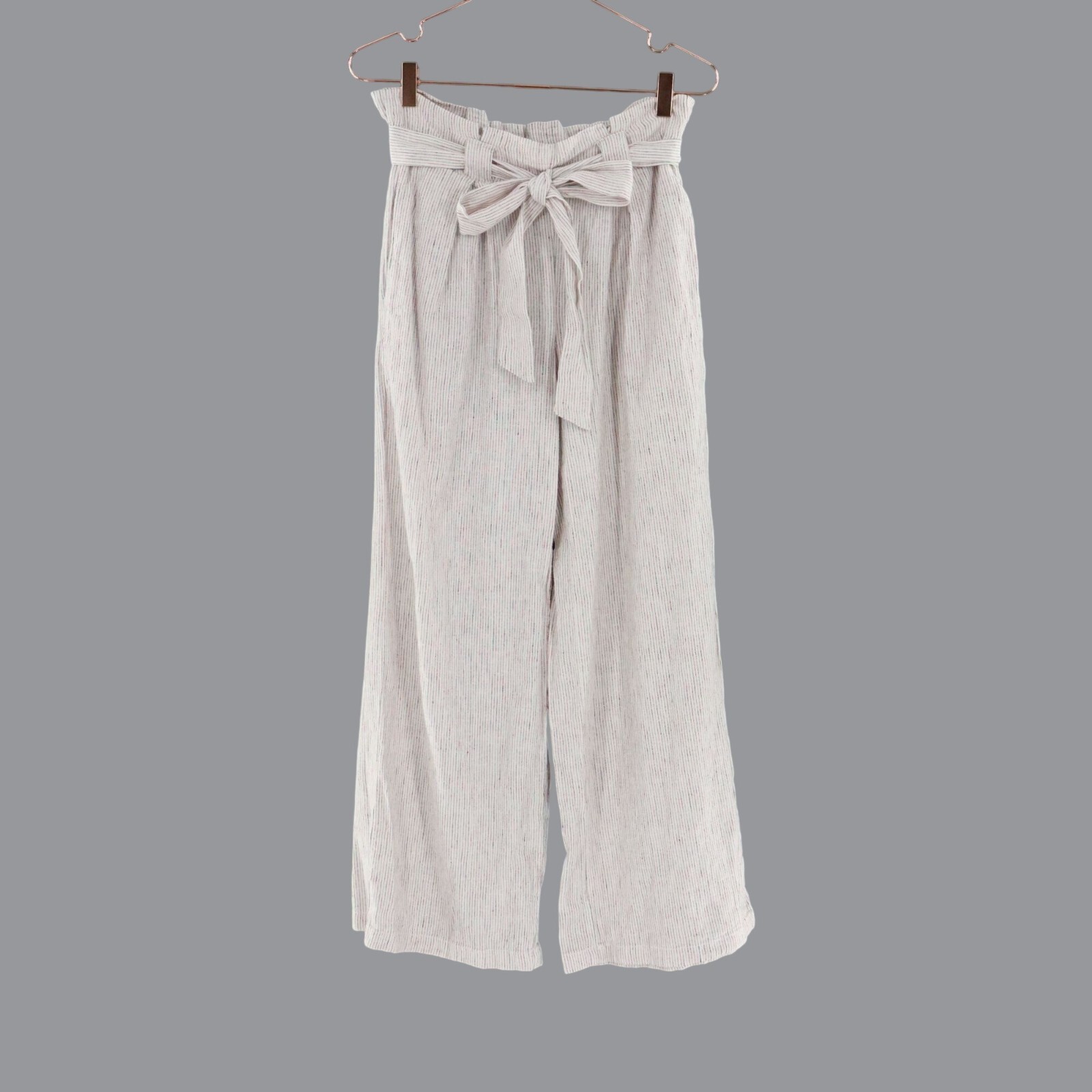 Max Studio Linen-Blend Pants Women's M White Red Lagom Coastal Grannycore Beachy