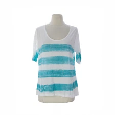 VELVET by Graham & Spencer Women's White/ Blue Short Sleeve Top S $79 NEW