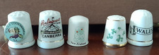 JOB LOT THIMBLES  x 5 BONE CHINA  COUNTRY & TOWN THEME   #oo