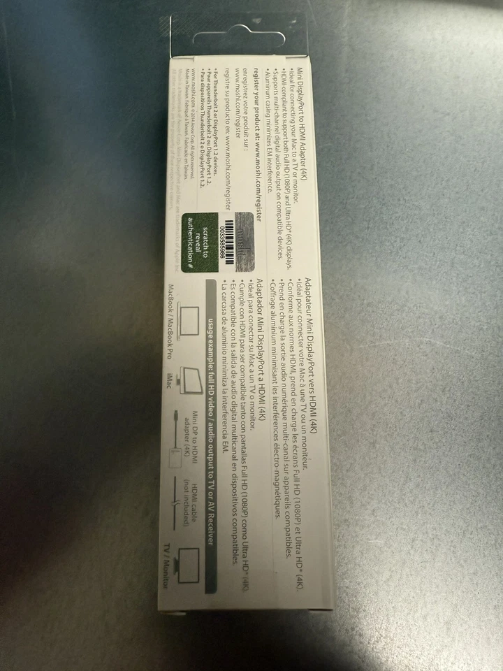 NEW Moshi Mini Display Port to HDMI Adapter (4K) for Apple MAC  TO TV/MONITOR - Image 2 of 2