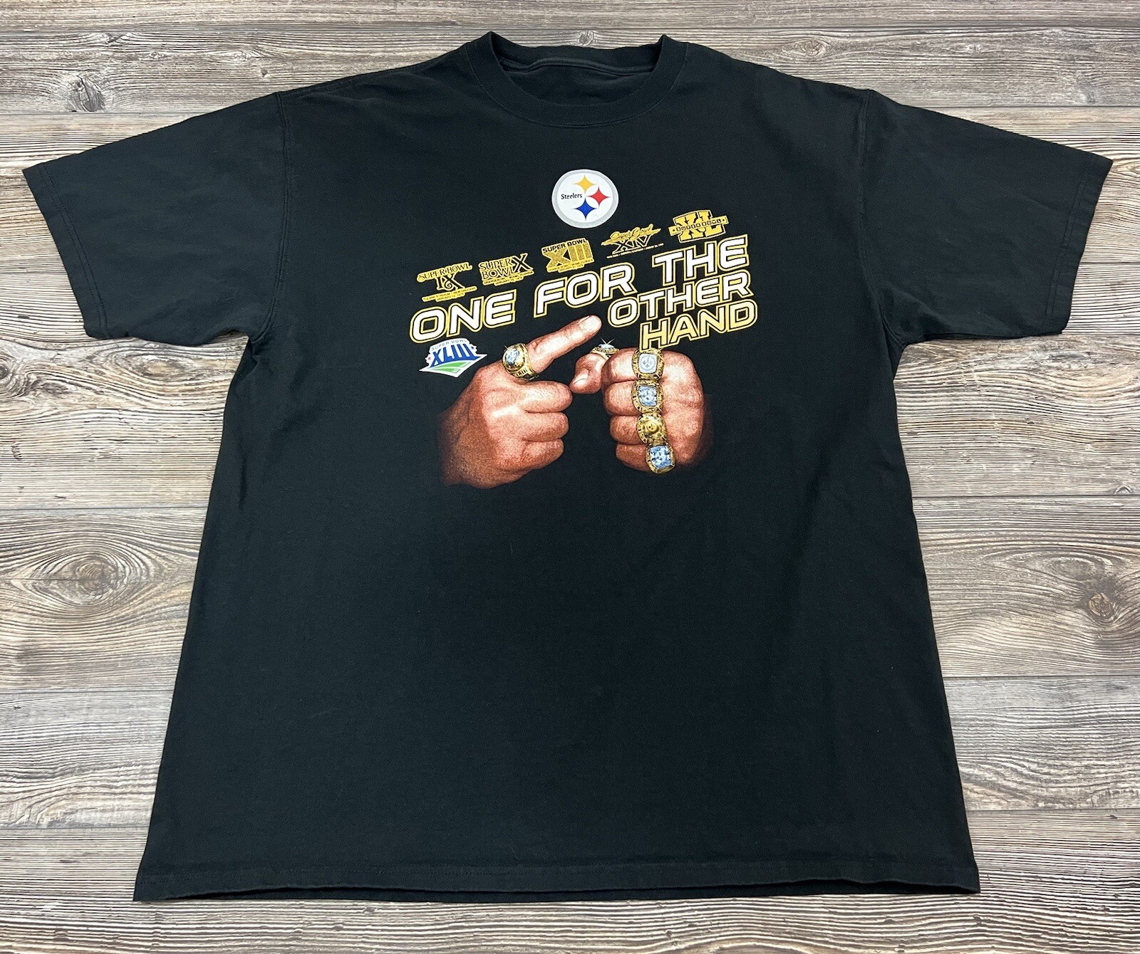 ALTRA PITTSBURGH STEELERS ONE FOR THE OTHER HAND NFL Super Bowl T Shirt Uomo XL