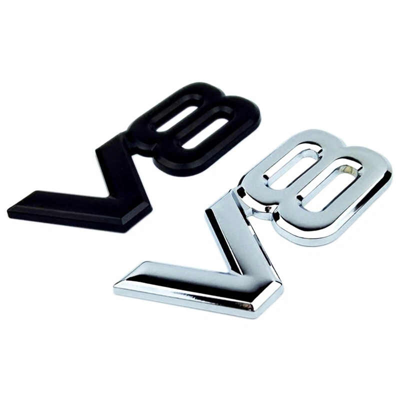 LOGO V8 Auto Métal 3D Moteur Arrière Voiture Chrome V8 Emblème Autocollant Aile - Photo 4/4
