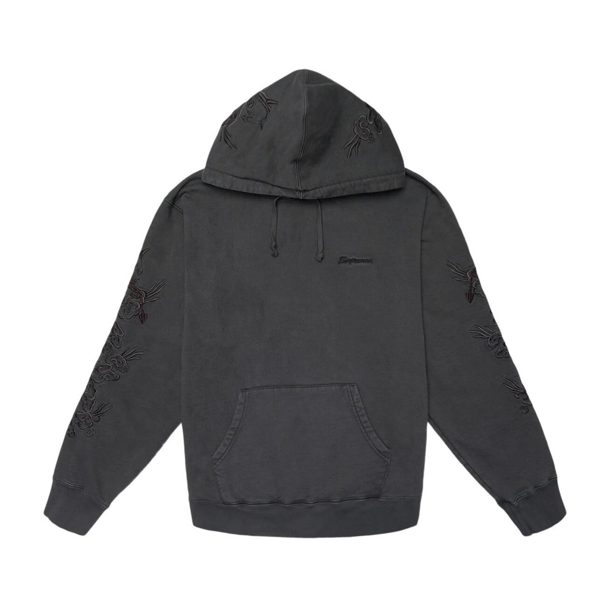 DS Supreme Dragon Overdyed Hooded Sweatshirt Black Hoodie