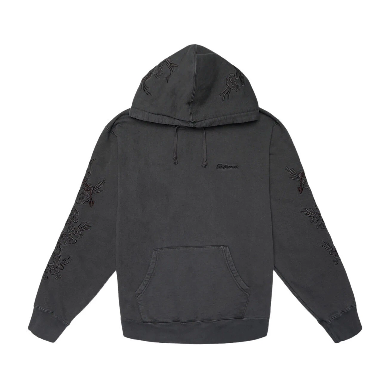 DS Supreme Dragon Overdyed felpa con cappuccio nera pullover taglia XL