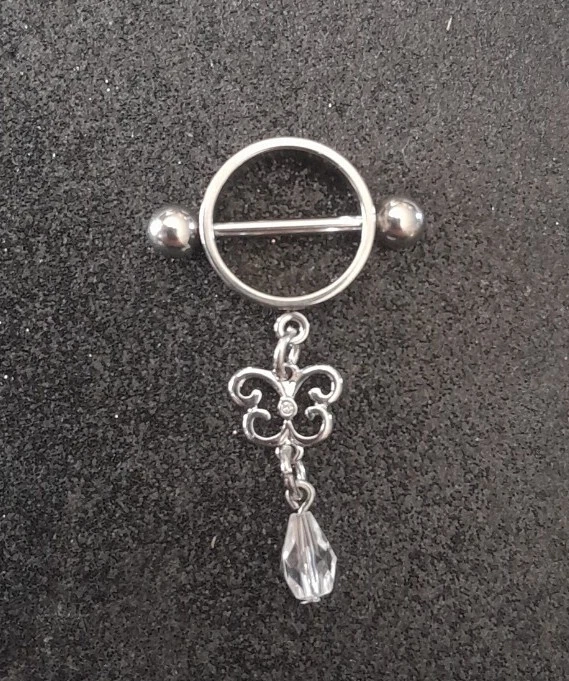 Piercing Sein Téton. Acier Chirurgical. Fée Ailes Rose. Lo 16 mm . D 1