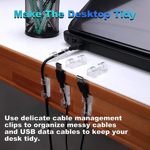 10x Transparent Cable Clip,Strong Self-Adhesive Cable Drop Wire Holder & Screws - 第 7/7 張圖片