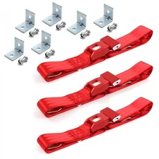 Desoto 1946 - 1961  Standard 2pt Red Lap Bench Seat Belt Kit w/ Bracketry - 3 Be