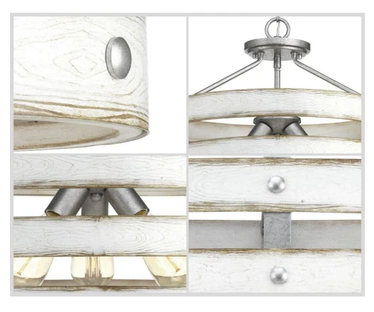 Colgante Costero Progress Gulliver 17" 3 Luces Galvanizado Madera Blanca Antigua Foto 2 de 4