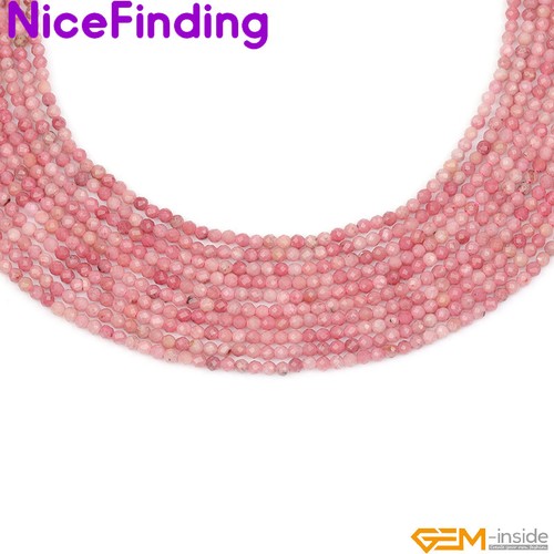 Natural Smooth Faceted Rhodonite Stone Beads For Jewelry Making 6,8,10,12,14mm - Picture 40 of 90