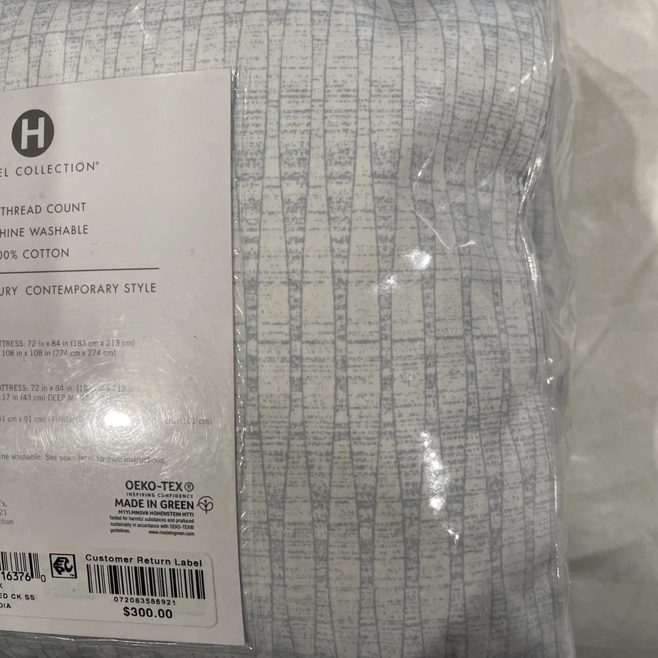 Juego de sábanas Cal King estampadas Straie de 500 Tc Hotel Collection - Azul - Nuevo, $300 Foto 4 de 4