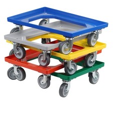 5 x Rullo Trasporto per Scatole 600x400 mm 4 Ruote Girevoli Vari Colori