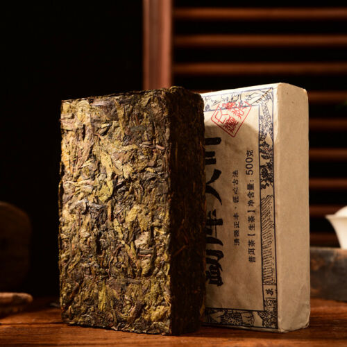 500 g grande feuille de brique de thé cru Yunnan vieux thé Pu-Erh premium ancien arbre thé vert - Photo 1/11