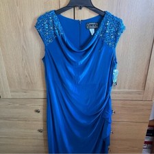 Brand New With Tags Alex Evenings Teal Sequin Sleeves Maxi Dress / Evening Gown